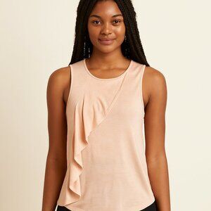 Banana Republic Pastel Peach Flowy Sleeveless Ruffle Blouse | Size M